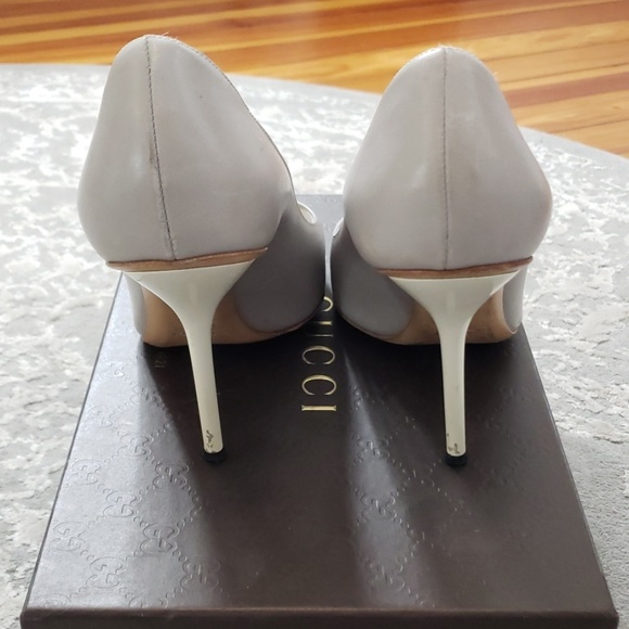 Gucci Gray Peep Toe Heels Sz 37.5 - Picture 4 of 8